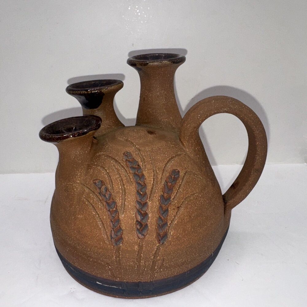 VTG Steve Ashley Pottery 3 burner Fertility Pot Oil Burner Wheat Design 1988
